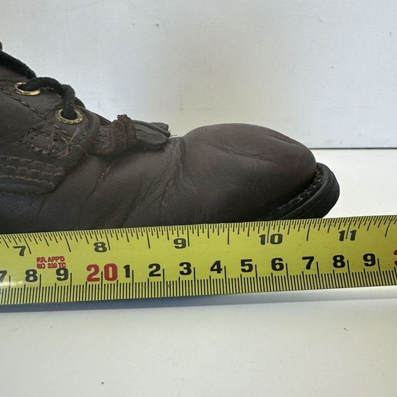 PD TUFF Boots Made in USA Union Brown Leather Kiltie Roper Lace Up Womens Size 8 - Picture 12 of 13